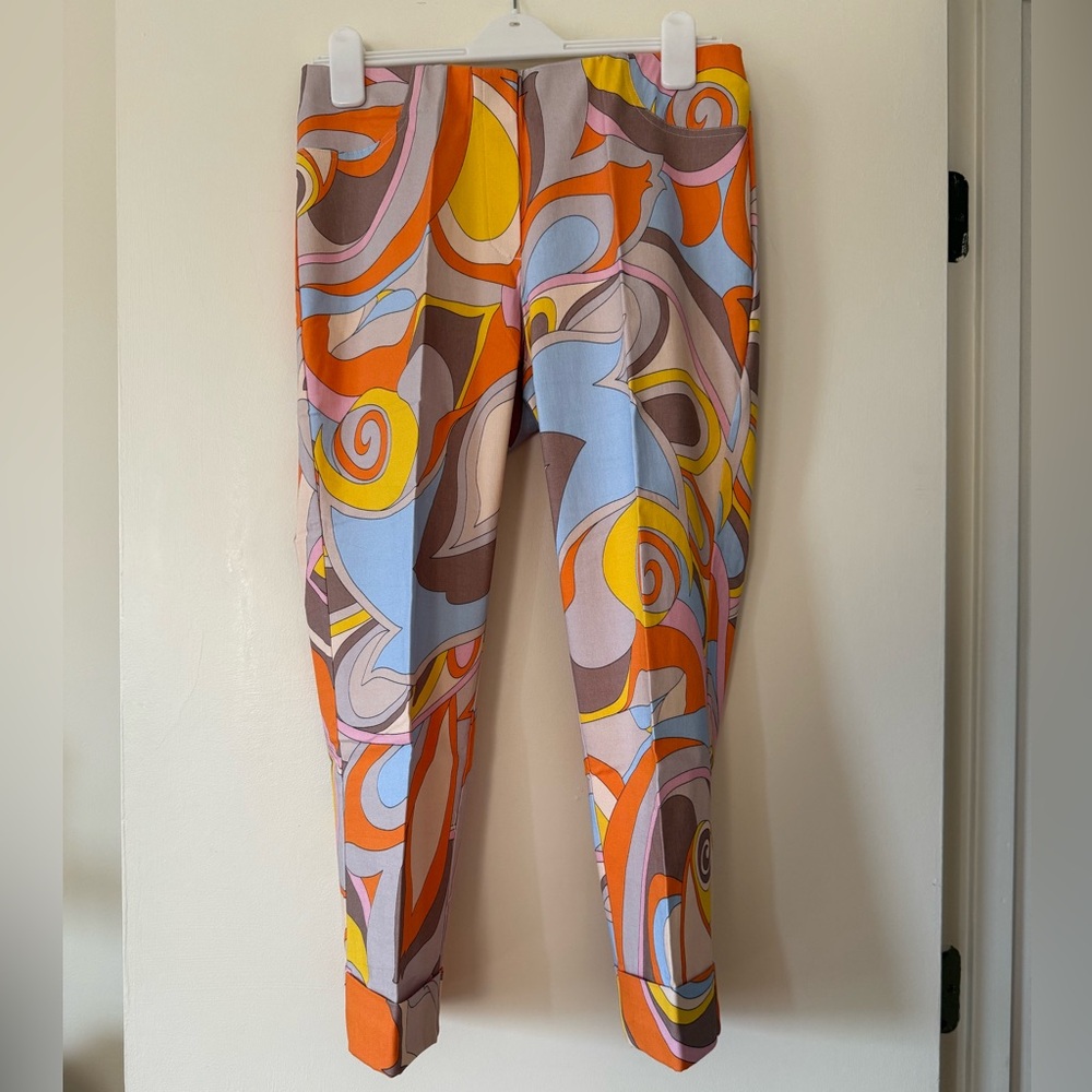 Colorful Modprint Womens Pants 8 M Abstract print Ankle Crop Cuff Elastic waist